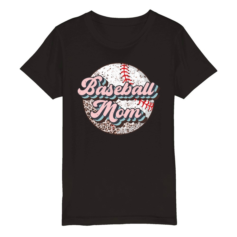 Baseball Mom Leopard Softball Mom MotherS Day For Organic Kids Crewneck T-shirt