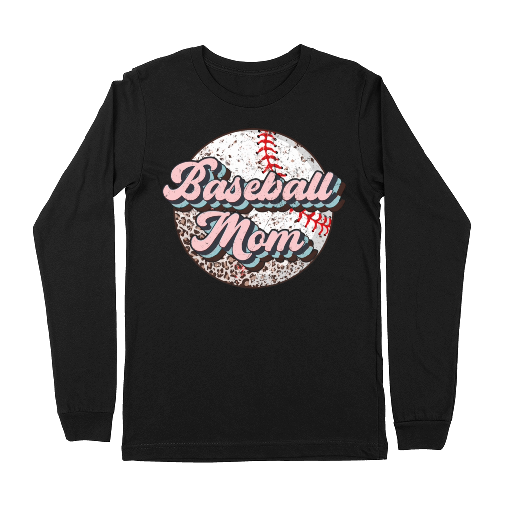 Baseball Mom Leopard Softball Mom MotherS Day For Premium Long Sleeve