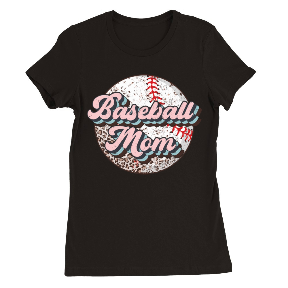 Baseball Mom Leopard Softball Mom MotherS Day For Premium Womens Crewneck T-shirt