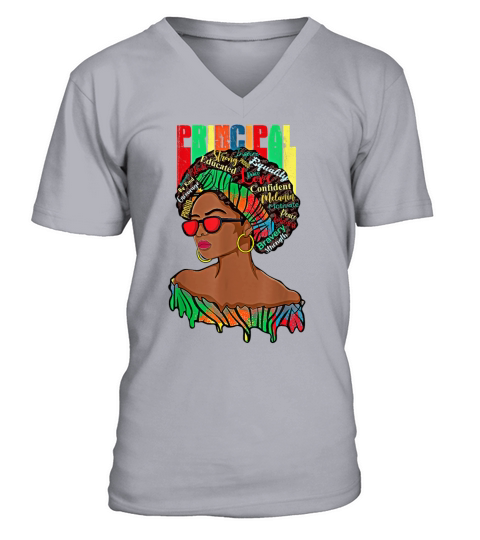 Afro African Principal Black Back To School V-Neck T-shirt