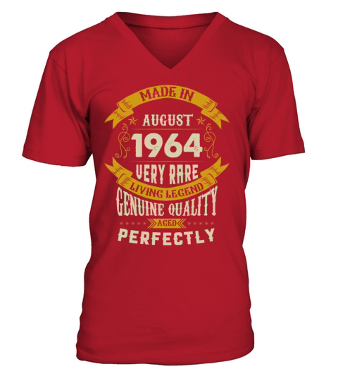 August 1964 Vintage Birthday Present V-Neck T-shirt