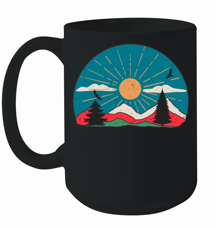 Vintage Hiking Gift with Mountains Ceramic Mug