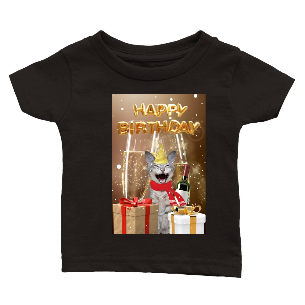 Cat Happy Birthday House Garden Classic Baby Crewneck T-shirt