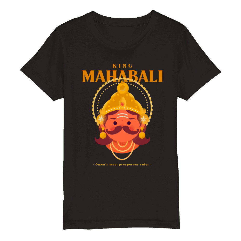 King Mahabali Design Organic Kids Crewneck T-shirt