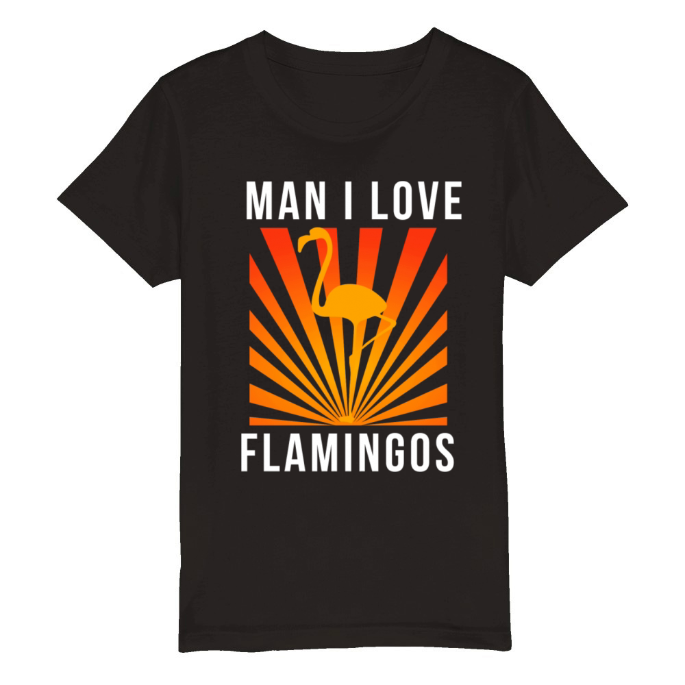 Vintage Man I Love Flamingos Organic Kids Crewneck T-shirt