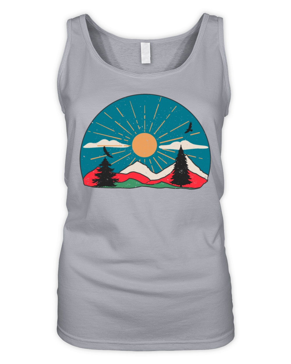 Vintage Hiking Gift with Mountains Organic Women's Tank Top
