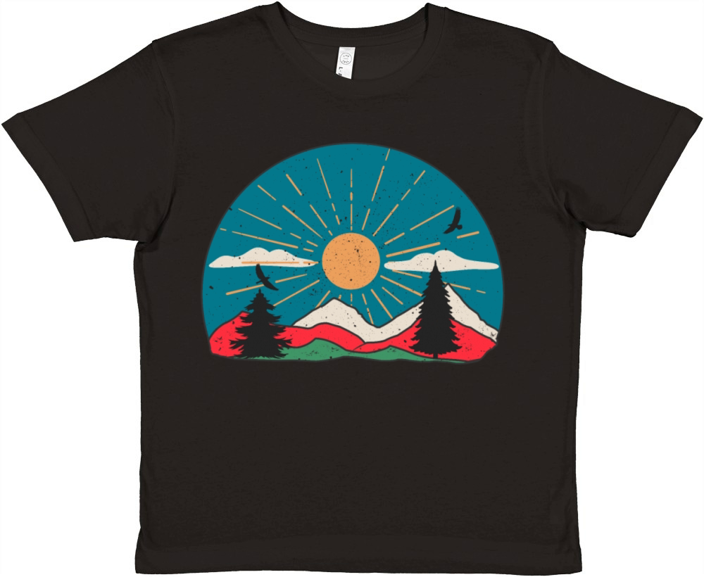 Vintage Hiking Gift with Mountains Premium Kids Crewneck T-shirt