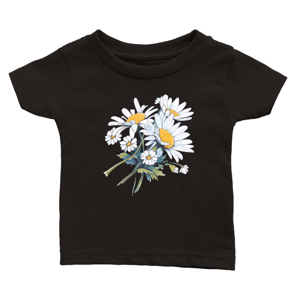 Cool Bouquet Floral Daisies Humor Vintage Flowers Classic Baby Crewneck T-shirt