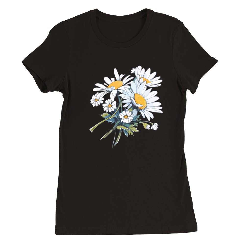 Cool Bouquet Floral Daisies Humor Vintage Flowers Premium Womens Crewneck T-shirt