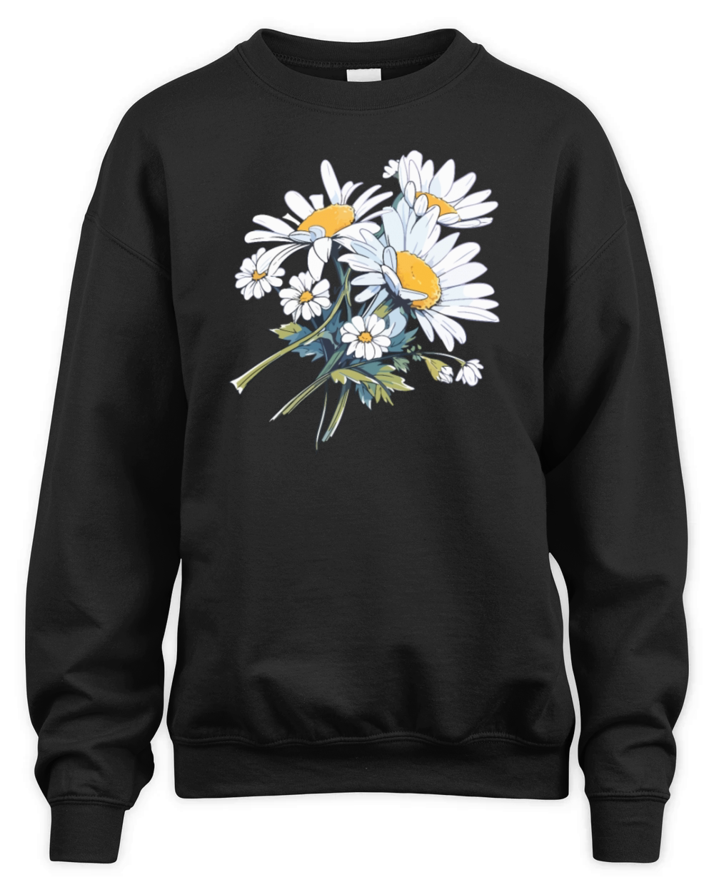 Cool Bouquet Floral Daisies Humor Vintage Flowers Unisex Premium Crewneck Sweatshirt