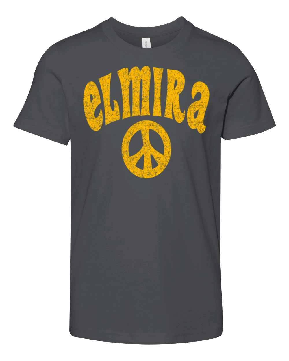 Elmira Ny New York Peace Distressed Amber Print Youth Unisex Jersey Tee