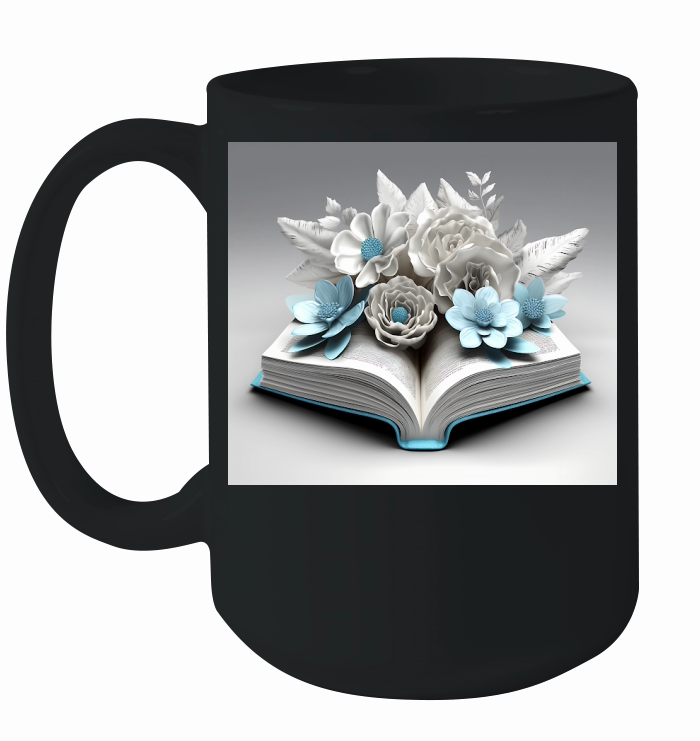 3D Open book with flowers on top tumbler Ceramic Mug