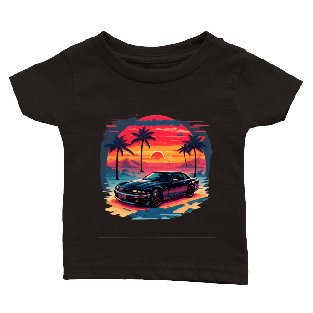 vintage sunset car california street Classic Baby Crewneck T-shirt