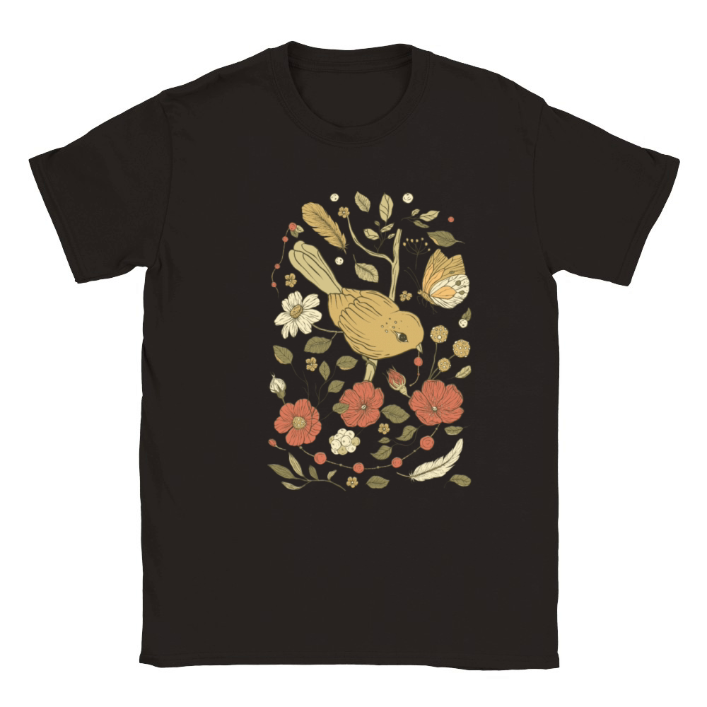 Beige Brown Bird Vintage T-Shirt Classic Kids Crewneck T-shirt