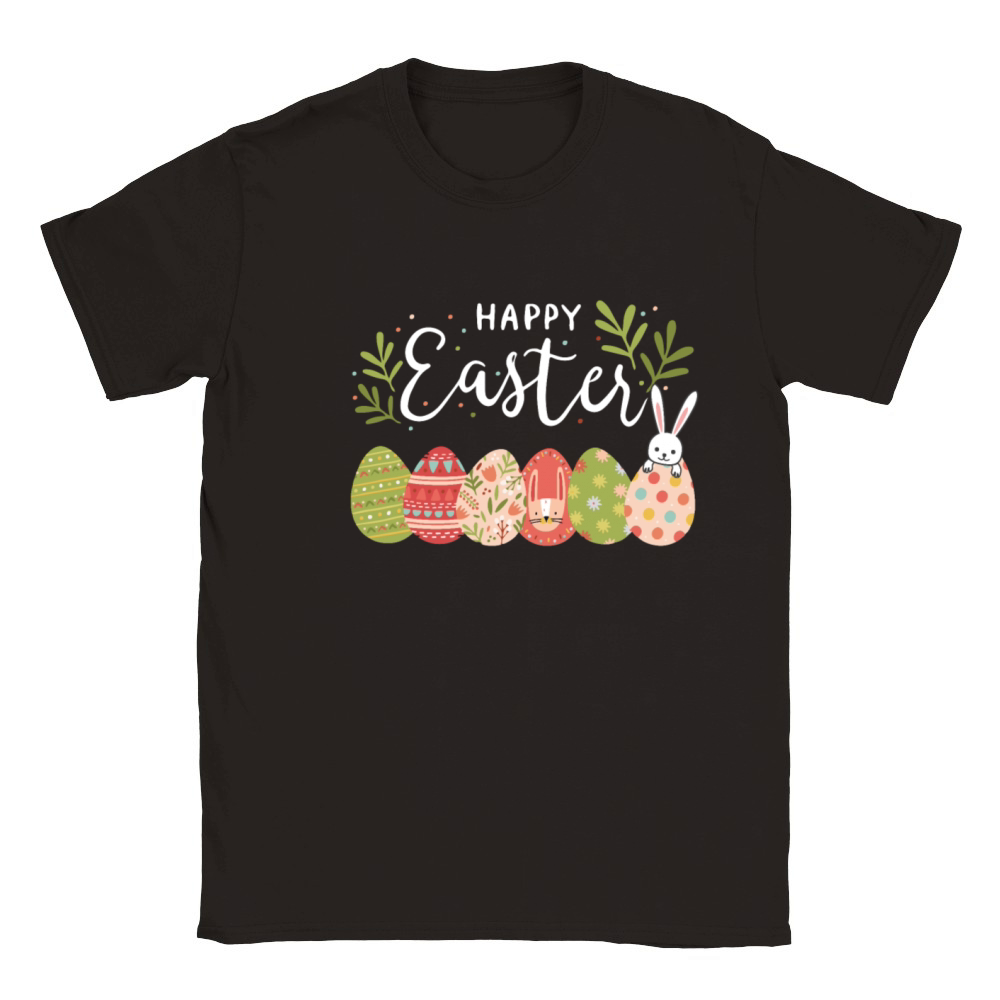 Happy Easter Spring Flowers Bunny Rabbit Egg Hunt Classic Kids Crewneck T-shirt