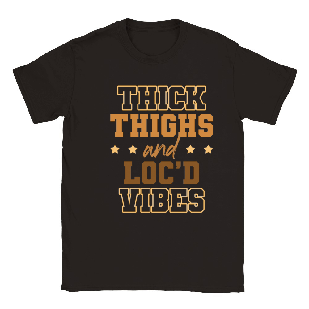 Thick Thighs Locd Vibes Afro Hair Black American Classic Kids Crewneck T-shirt