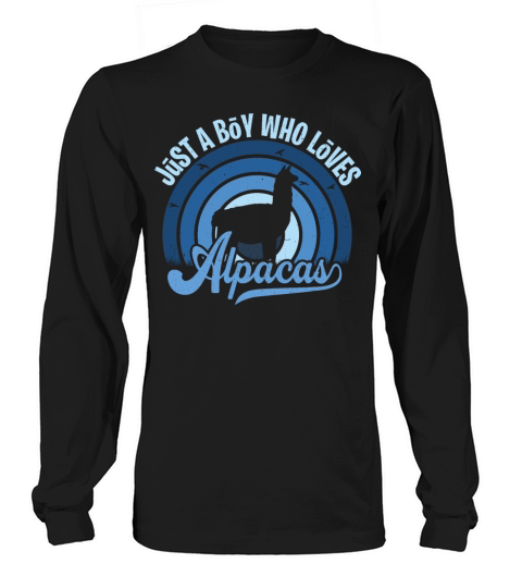 Funy Quote Just A Boy Who Loves An Alpaca Blue 80s Long sleeved Unisex
