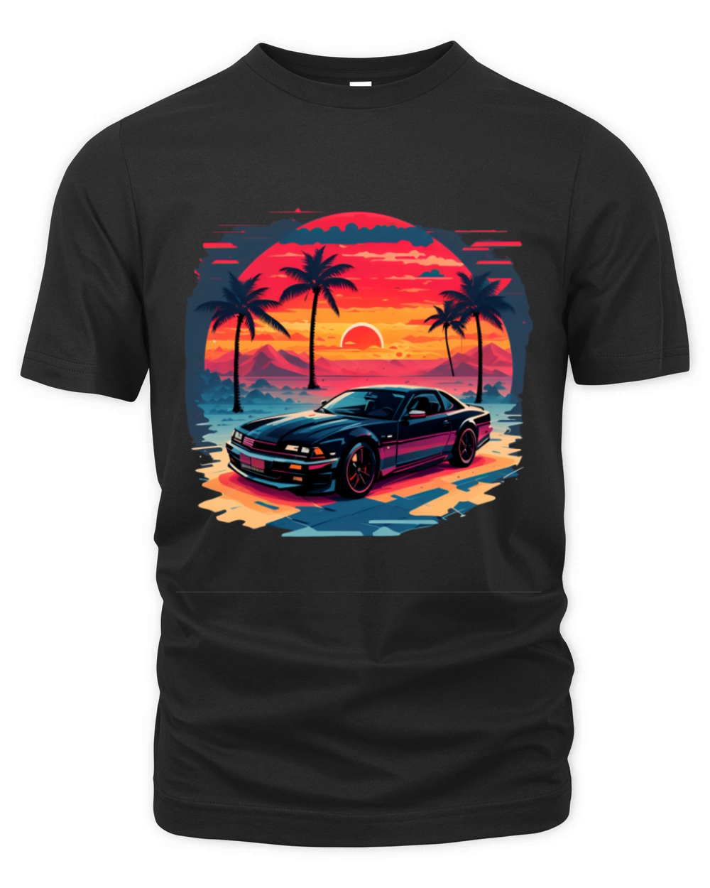 vintage sunset car california street Organic Unisex T-shirt