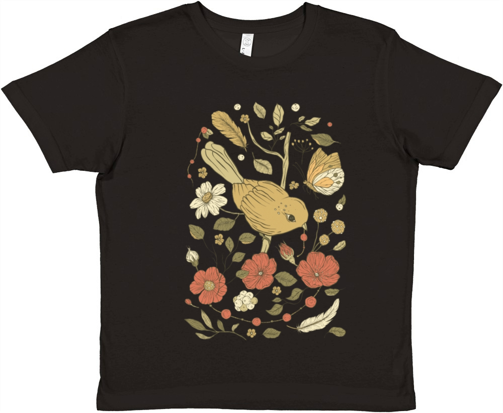 Beige Brown Bird Vintage T-Shirt Premium Kids Crewneck T-shirt