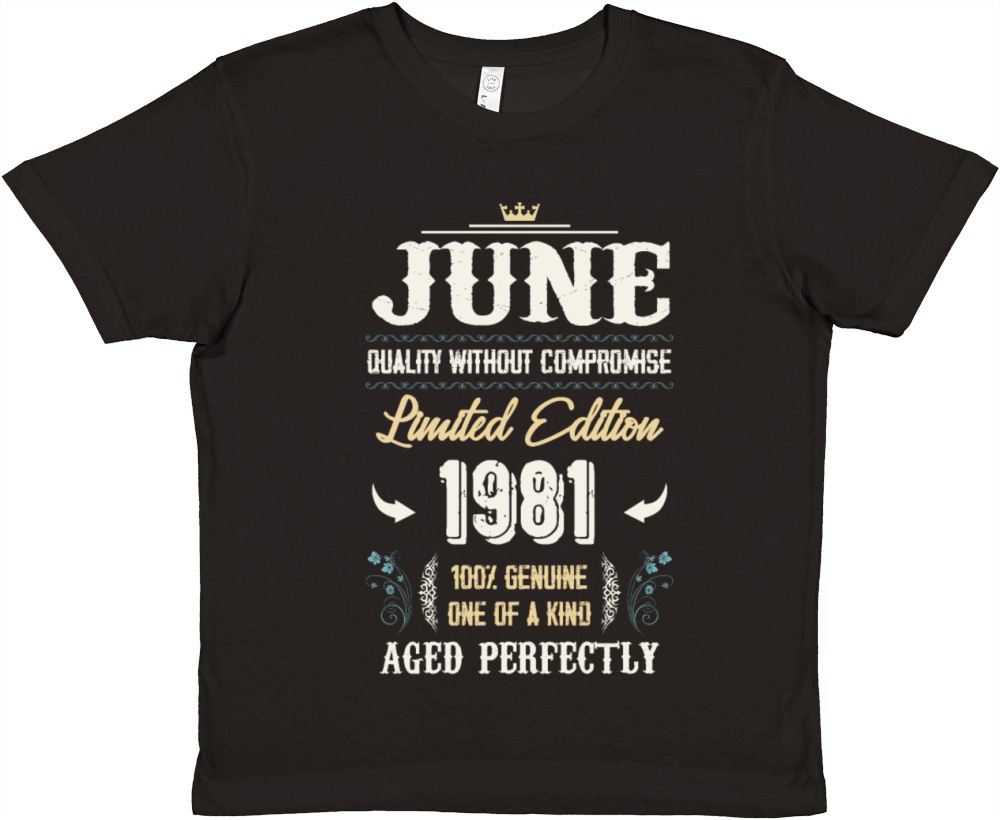 June 1981 Vintage Birthday Present Premium Kids Crewneck T-shirt