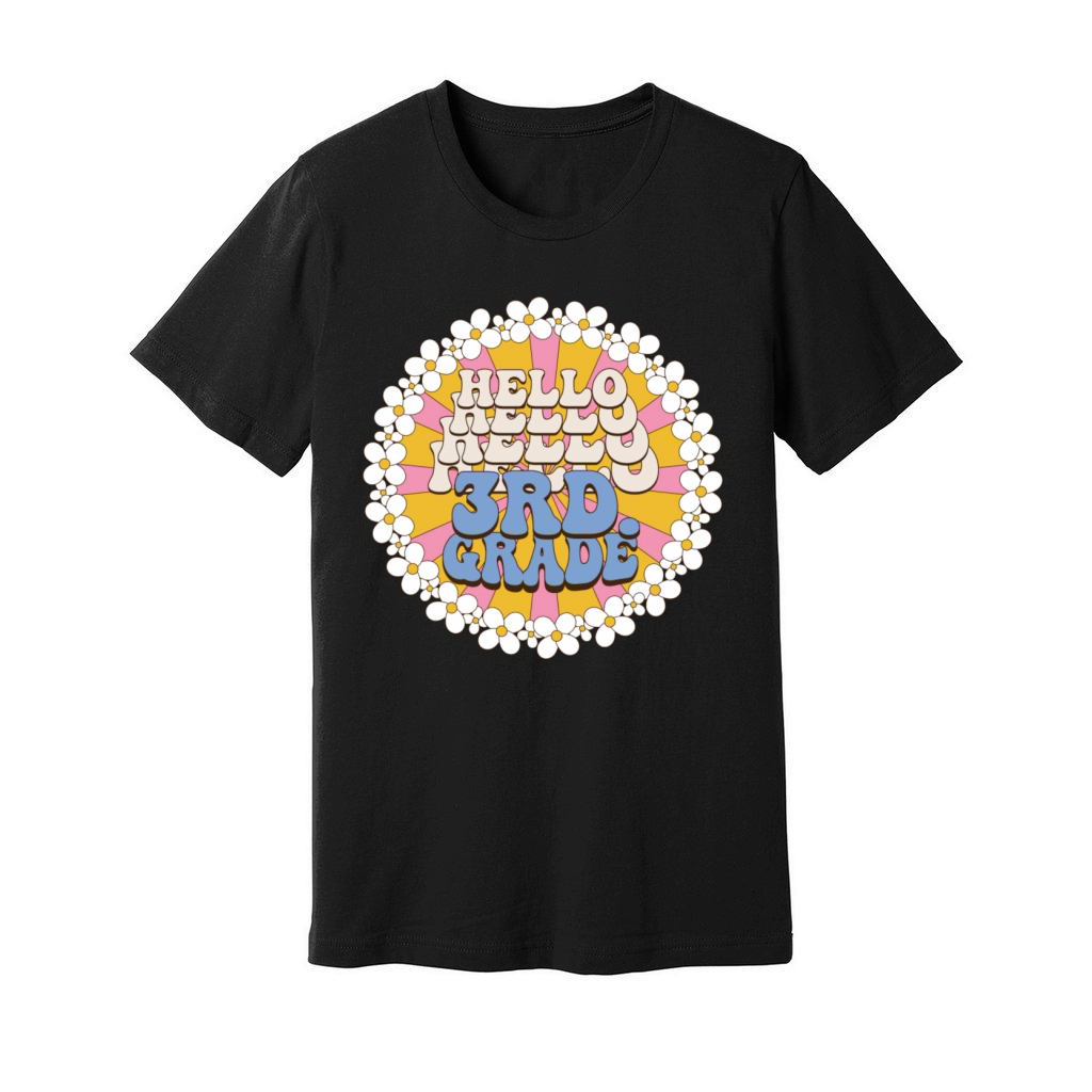 Retro Hello Third Grade Back To School 3rd Grade Unisex Jersey Tee