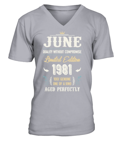 June 1981 Vintage Birthday Present V-Neck T-shirt