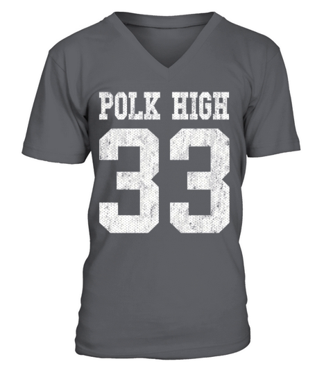 Polk High School Football Jersey 33 Aged Look V-Neck T-shirt