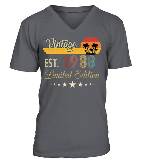 Vintage Est 1988 Limited Edition Birthday V-Neck T-shirt