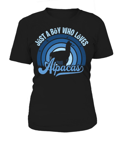 Funy Quote Just A Boy Who Loves An Alpaca Blue 80s Women's T-Shirt