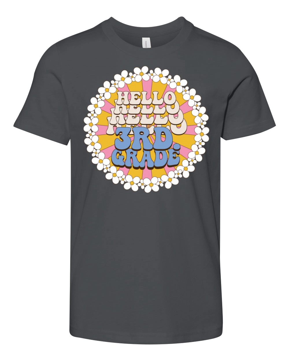 Retro Hello Third Grade Back To School 3rd Grade Youth Unisex Jersey Tee