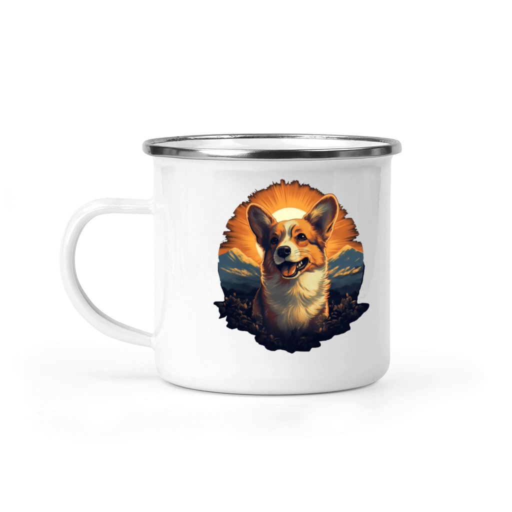 Cute Vintage Sunrise Corgi Dog Camping Mug