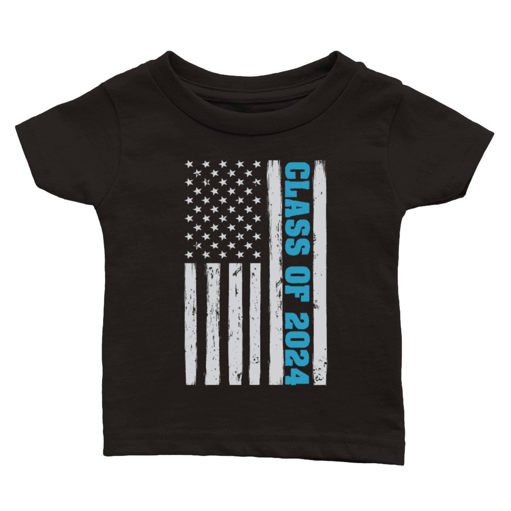 Graduation Class of 2024 Vintage Us American Flag Classic Baby Crewneck T-shirt