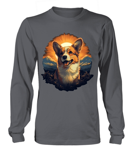 Cute Vintage Sunrise Corgi Dog Long sleeved Unisex