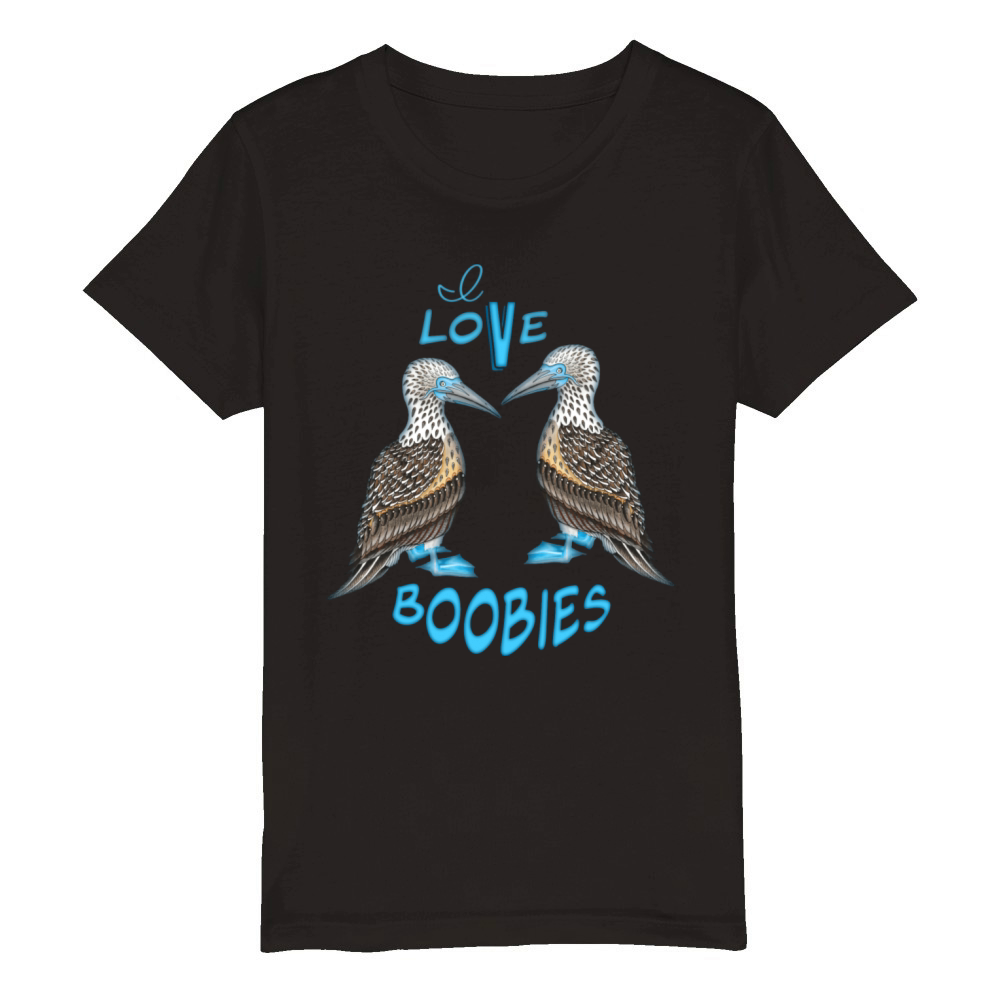 I Love Boobies Organic Kids Crewneck T-shirt
