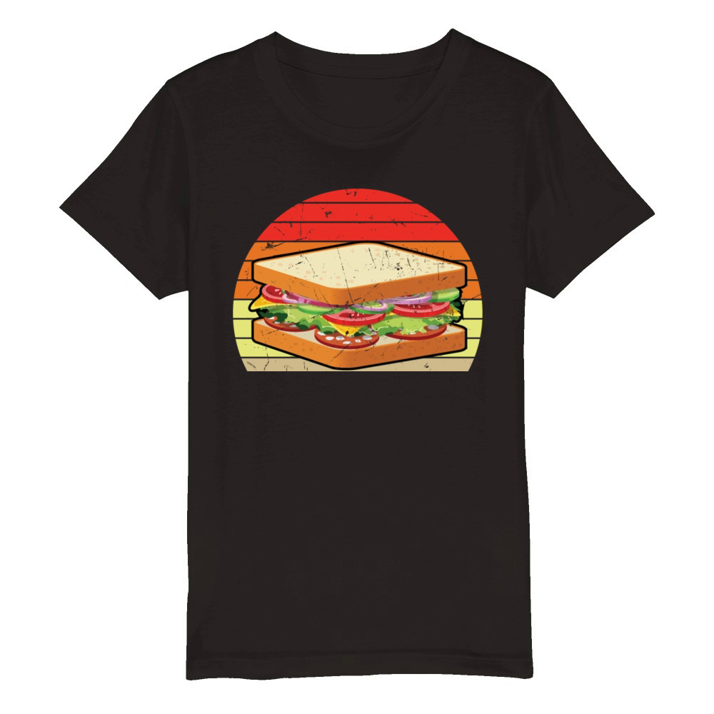 Vintage Sandwich Artwork Organic Kids Crewneck T-shirt