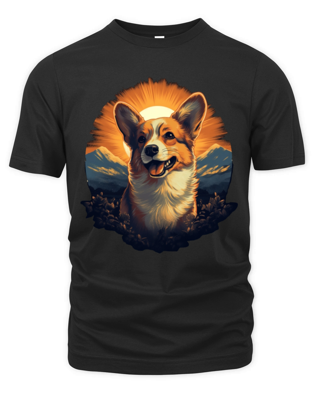 Cute Vintage Sunrise Corgi Dog Organic Unisex T-shirt