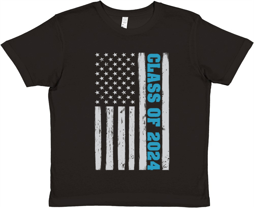 Graduation Class of 2024 Vintage Us American Flag Premium Kids Crewneck T-shirt