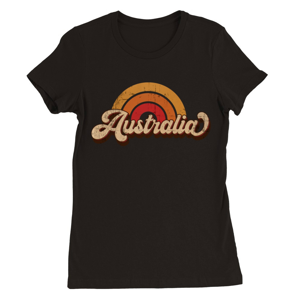 Australia Retro Vintage Rainbow Souvenir Premium Womens Crewneck T-shirt