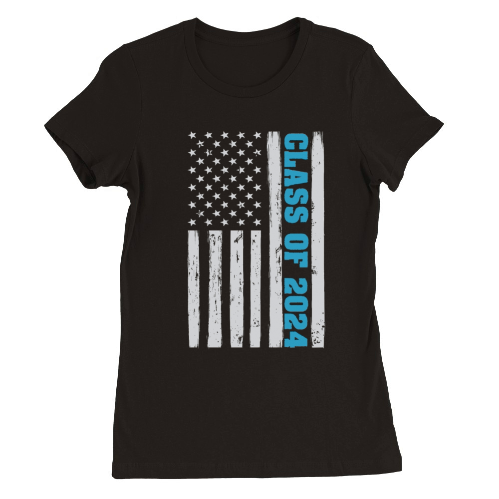 Graduation Class of 2024 Vintage Us American Flag Premium Womens Crewneck T-shirt