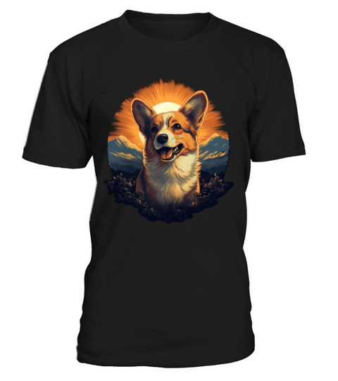 Cute Vintage Sunrise Corgi Dog T-Shirt Unisex