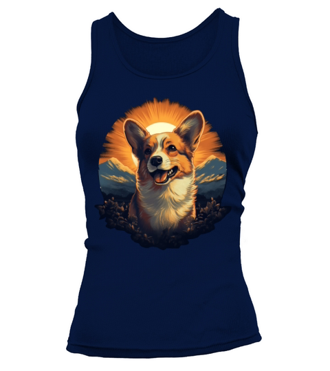 Cute Vintage Sunrise Corgi Dog Tank top Woman