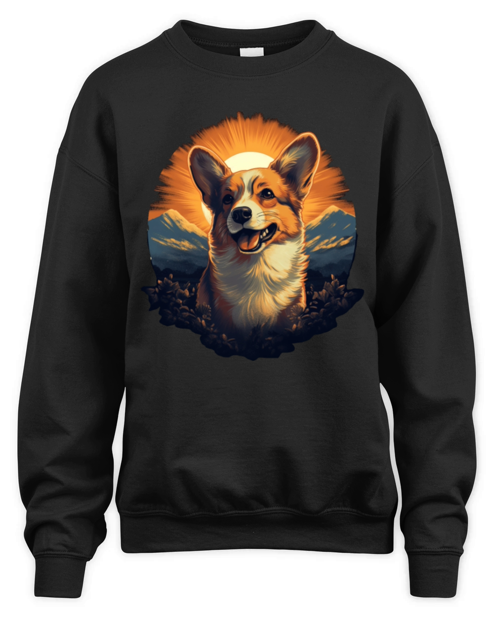 Cute Vintage Sunrise Corgi Dog Unisex Premium Crewneck Sweatshirt