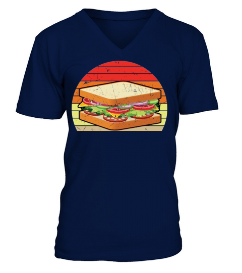 Vintage Sandwich Artwork V-Neck T-shirt