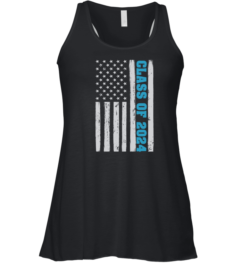 Graduation Class of 2024 Vintage Us American Flag Women's Flowy Tank Top