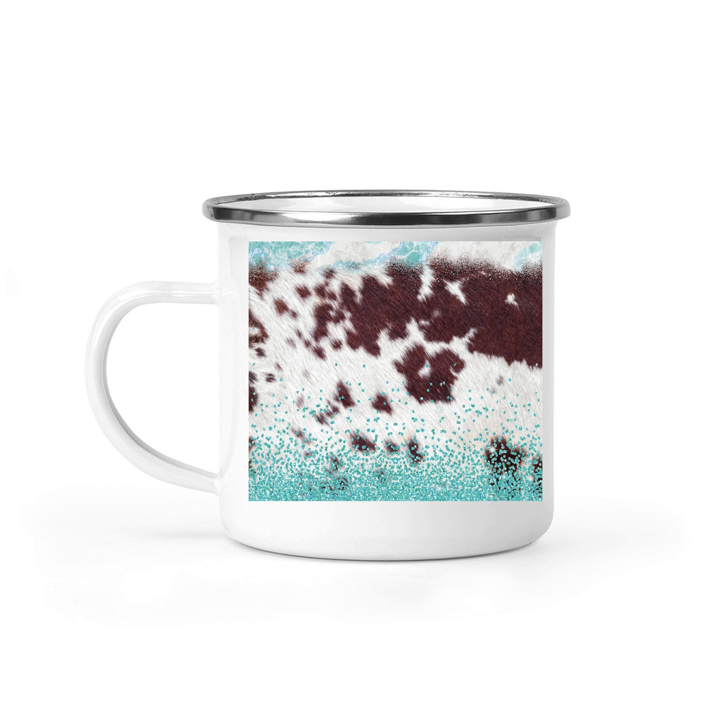 20oz Skinny Tumble Glitter Cow Camping Mug