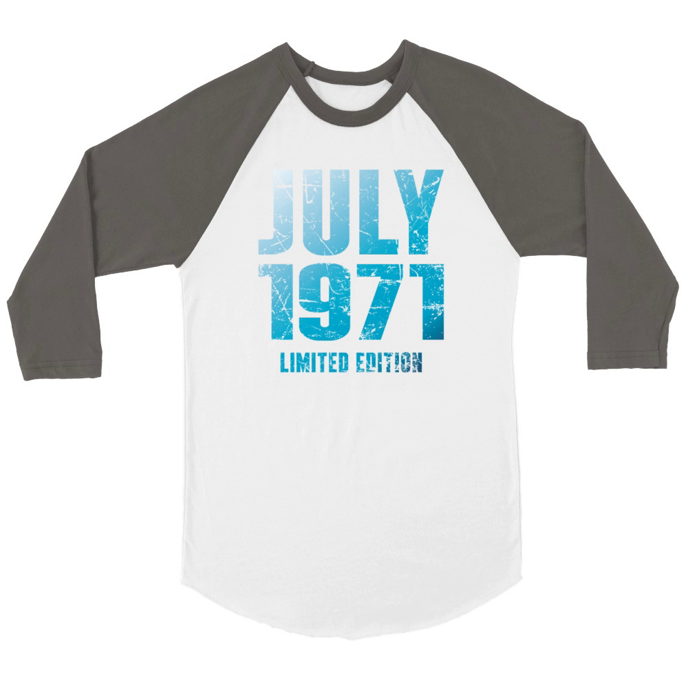 July 1971 Limited Edition Birthday Present Unisex ¾ sleeve Raglan T-shirt