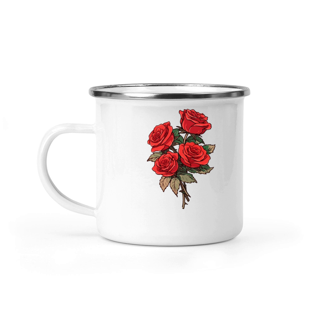 3 Red Flowers Humor Cool Vintage Roses Lover Pun Camping Mug