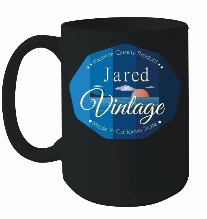 Jared First Name Vintage Blue Ceramic Mug