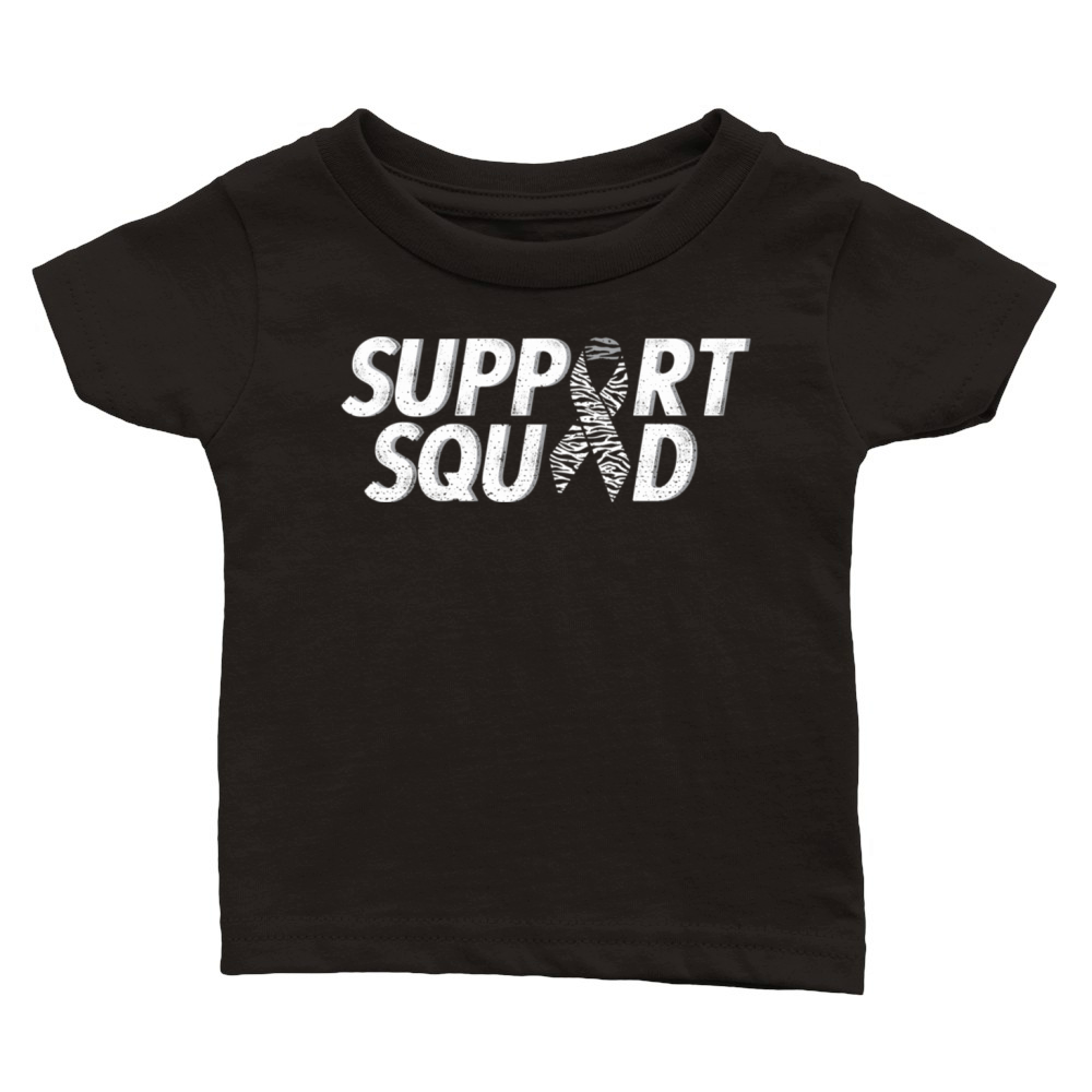 Support Squad Zebra Ribbon Carcinoid Cancer Awaren Classic Baby Crewneck T-shirt