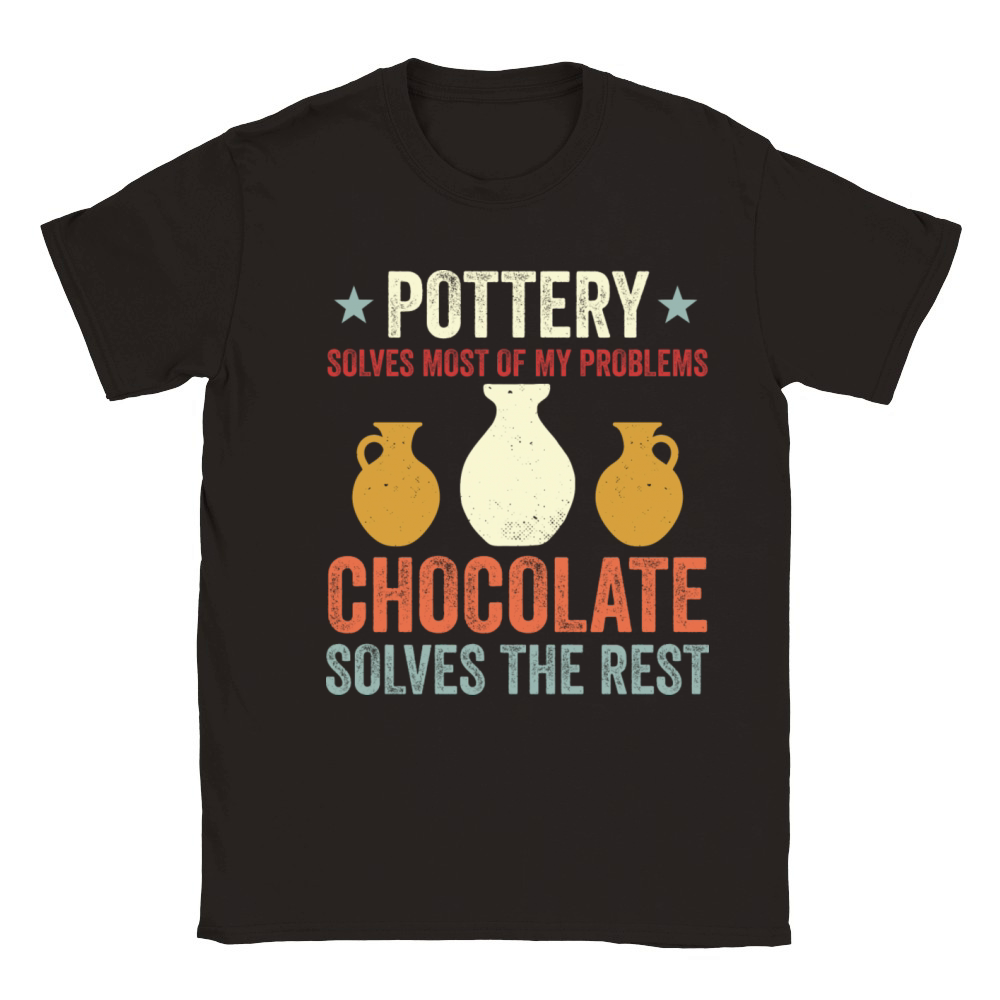 Pottery Solves My Problems Funny Ceramicist Classic Kids Crewneck T-shirt